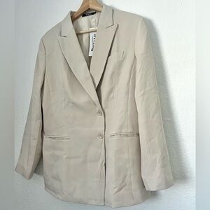 NWT Light Tan Beige Women’s Two Button Blazer (Women’s Size L) Fully Lined